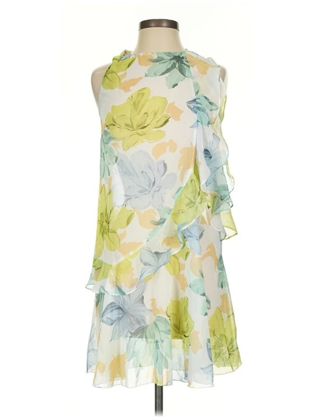 Sleeveless Floral Maxi Dress in White with Pastel Floral